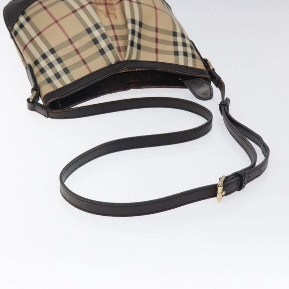 BURBERRY Nova Check Shoulder Bag PVC Beige Gold Auth 118306 - Picture 8 of 16